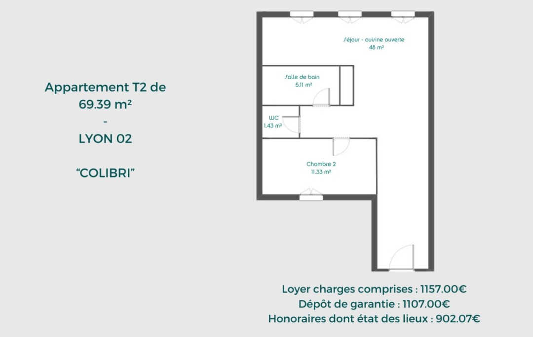 Annonces LATOURDESALVAGNY : Appartement | LYON (69002) | 69 m2 | 1 157 € 