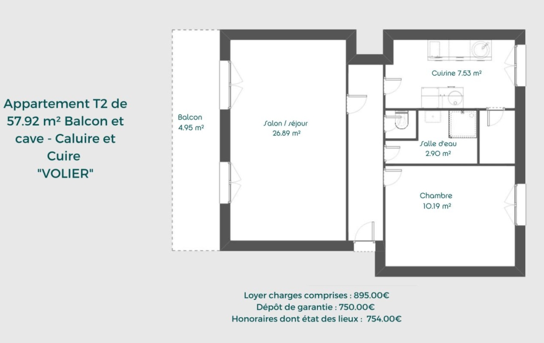 Annonces LATOURDESALVAGNY : Appartement | CALUIRE-ET-CUIRE (69300) | 58 m2 | 895 € 